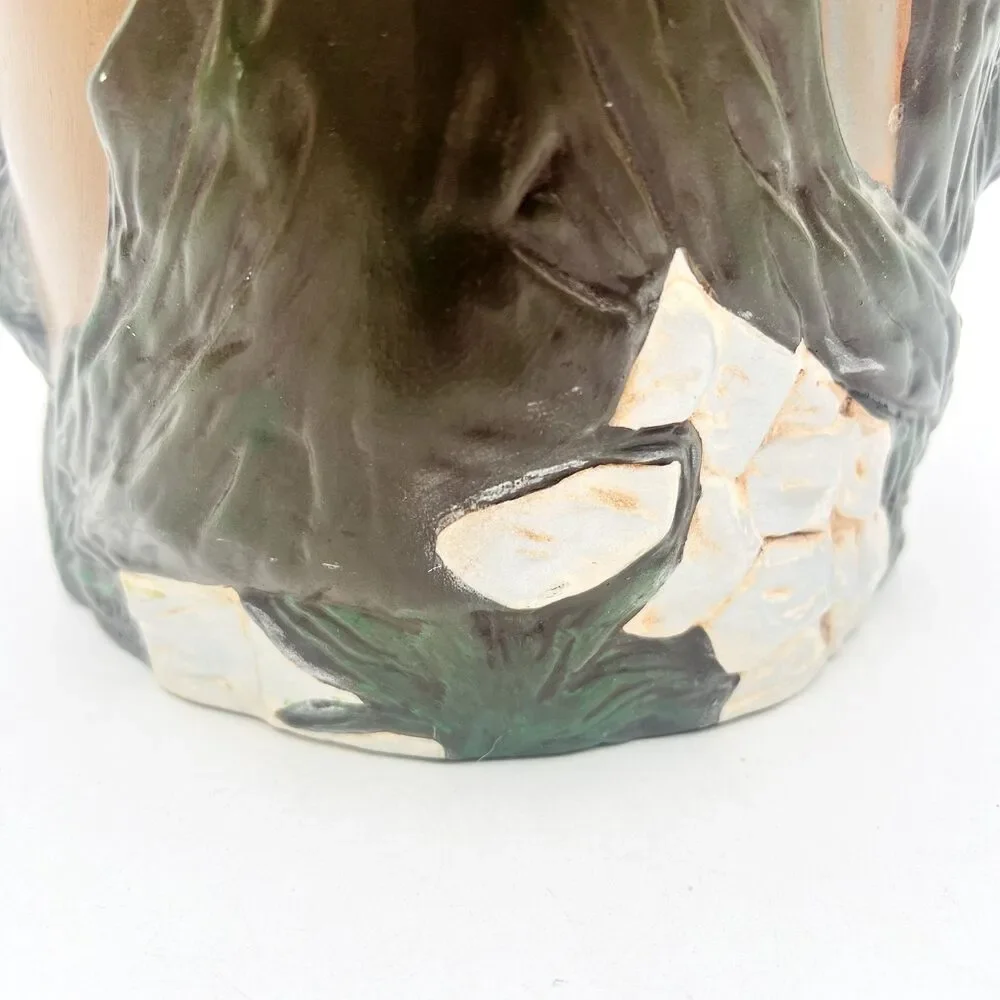 Vtg Ceramic Owl Umbrella Stand Holder 16 inches Floor Vase